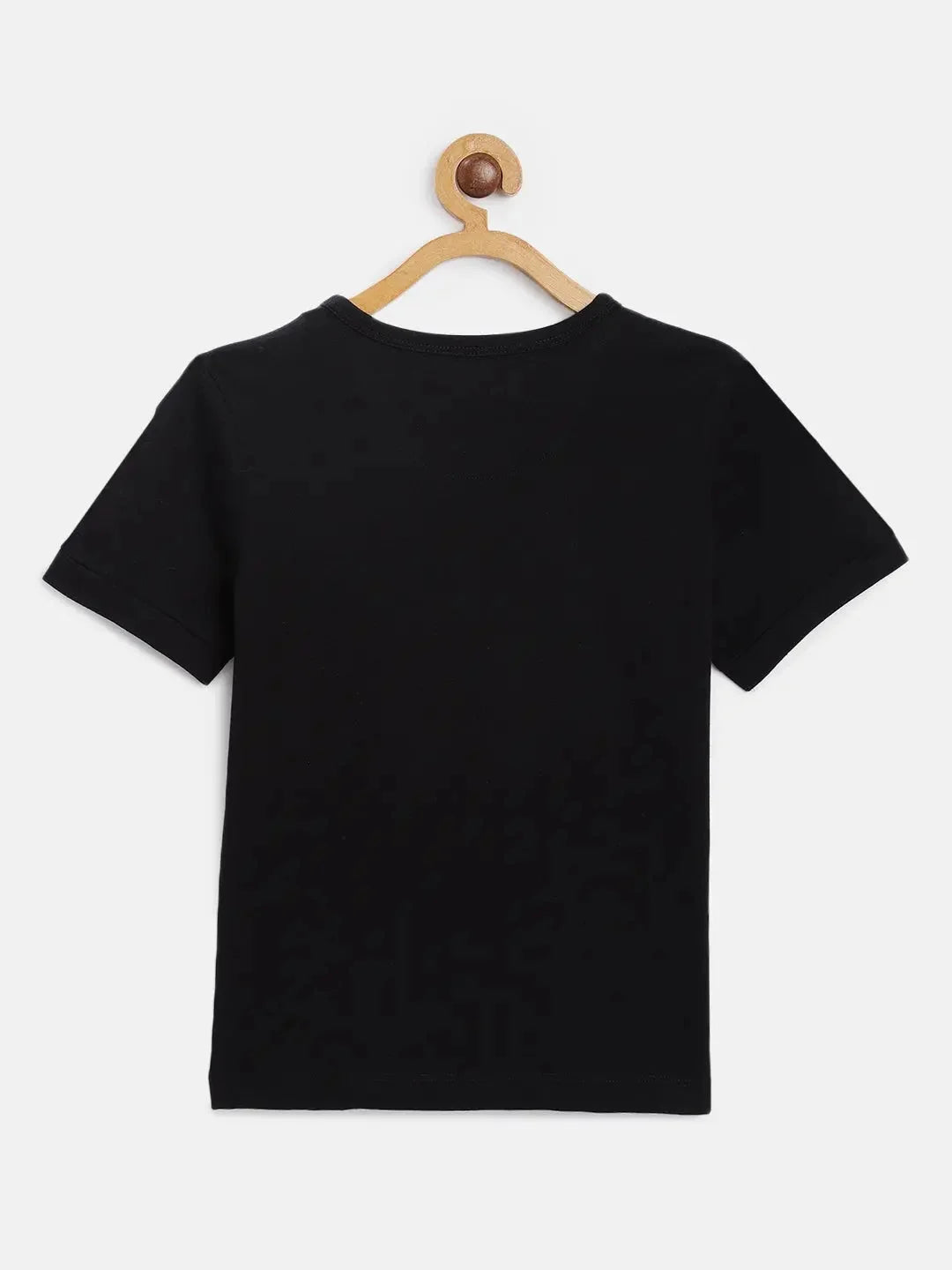 Black Printed Round Neck Cotton T-shirt - Ladore