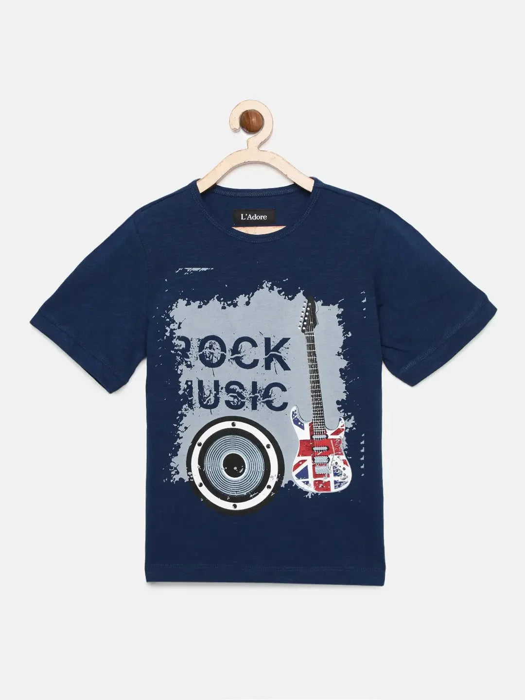 Blue Rock Music Printed Round Neck Cotton T-shirt - Ladore