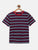 Blue Striped Round Neck Cotton T-shirt - Ladore