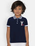 Boys Black Solid Polo Cotton T-shirt