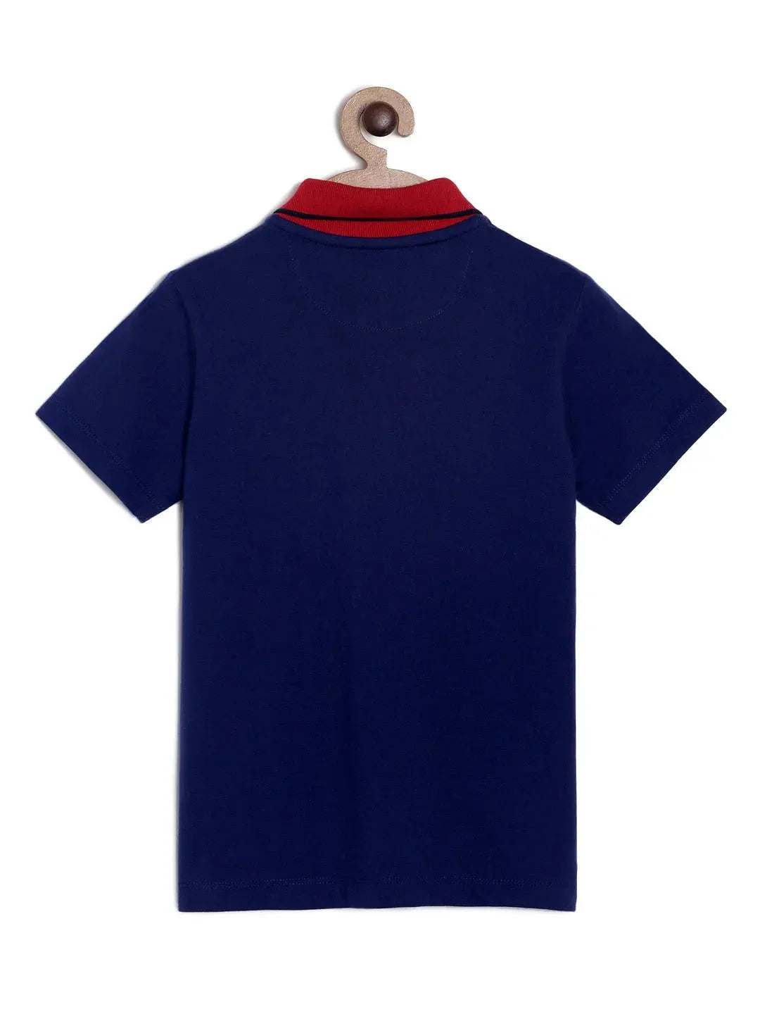 Boys Blue Solid Polo Mercerised Cotton T-shirt - Ladore