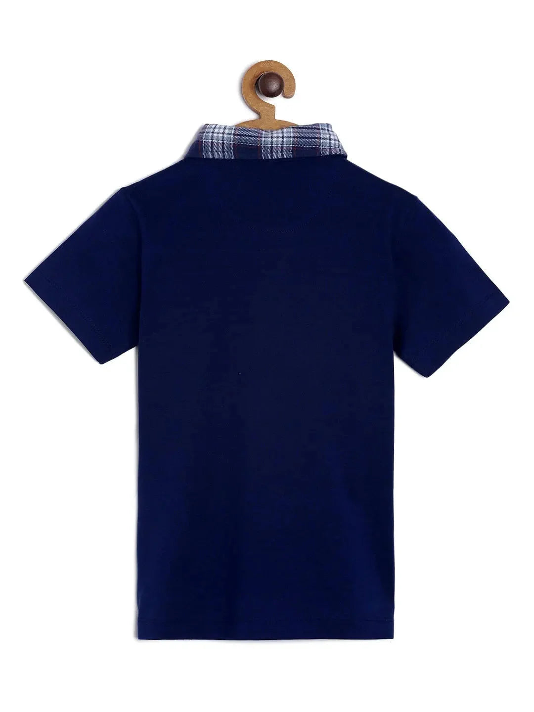 Boys Blue Solid Polo Mercerised Cotton T-shirt - Ladore