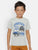 Boys Grey Heather Car Printed Round Neck Cotton T-shirt - Ladore