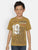 Boys Mustard Printed Round Neck Cotton T-shirt - Ladore