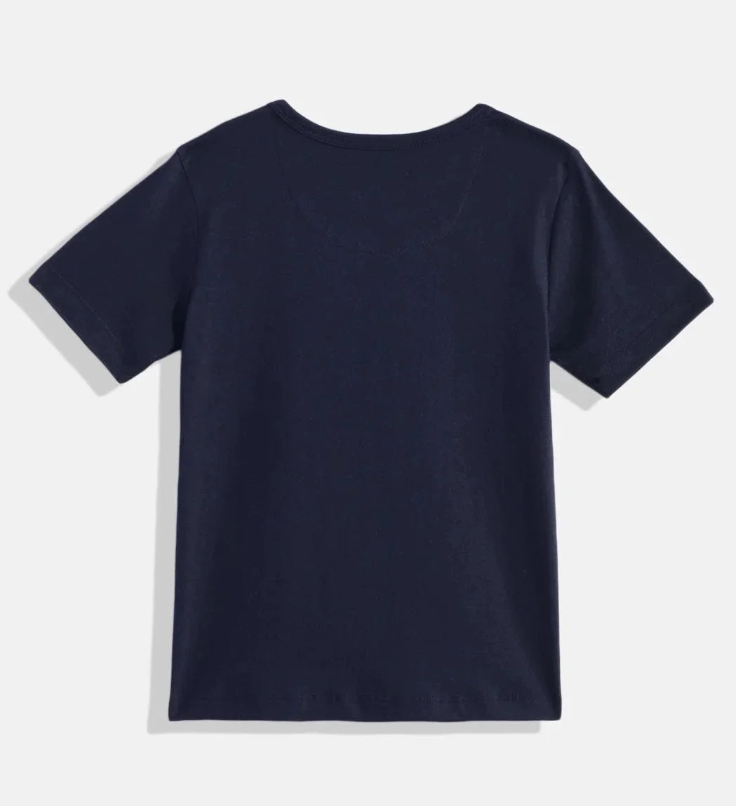 Boys Navy Blue Car Drive Printed Round Neck Cotton Tshirt - Ladore