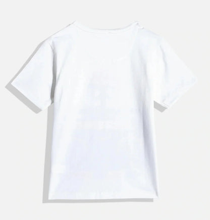 Boys White Half Sleeves Casual Round Neck Cotton Tshirt - Ladore