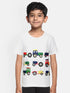 Boys White Half Sleeves Tractor Print Cotton T-shirt