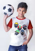 Boys White Sports Helmet Printed Half Sleeves Cotton Tshirt