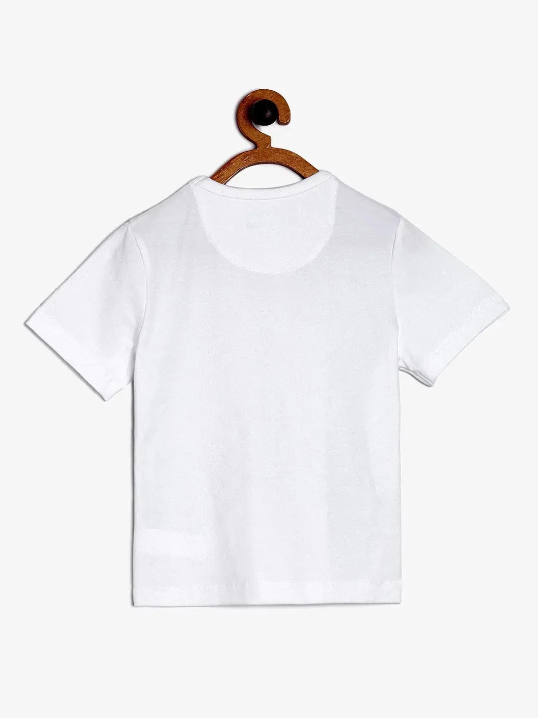 Boys White Waistcoat Printed Round Neck Cotton T-shirt - Ladore