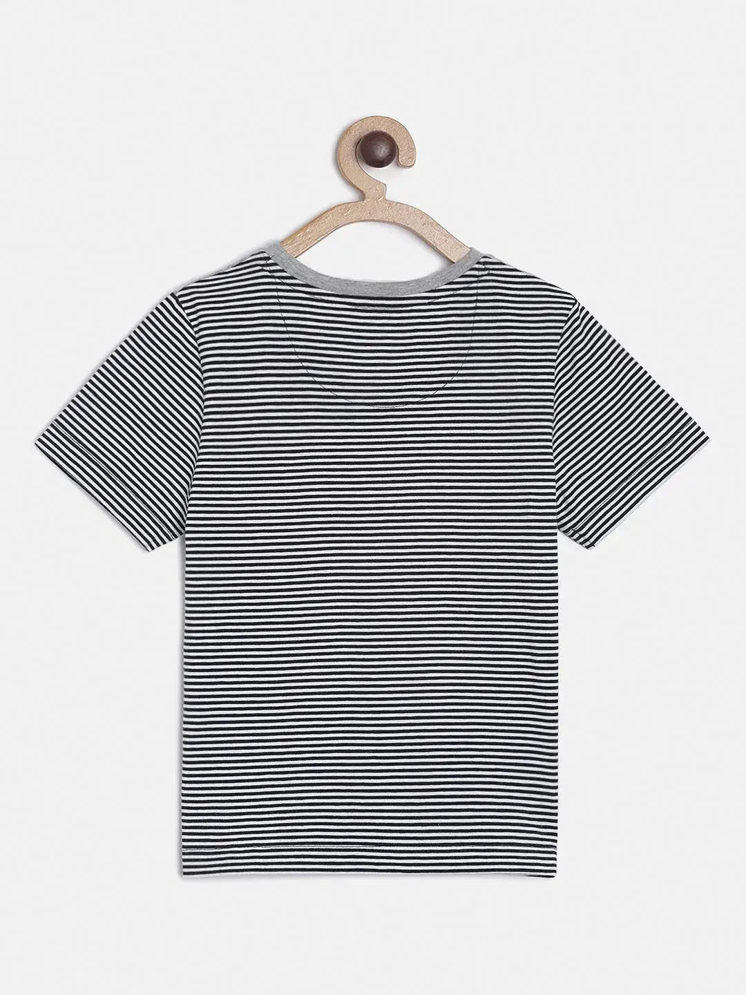 Grey Colourblock Round Neck Cotton T-shirt - Ladore