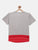 Grey Red Colourblock Round Neck Mercerised Cotton T-shirt - Ladore