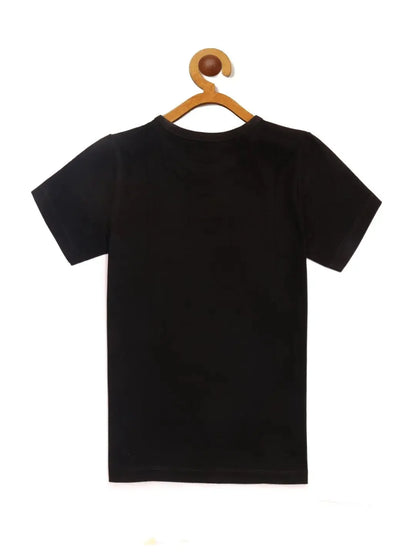 Kids Black Half Sleeves Books Print Cotton T-shirt - Ladore