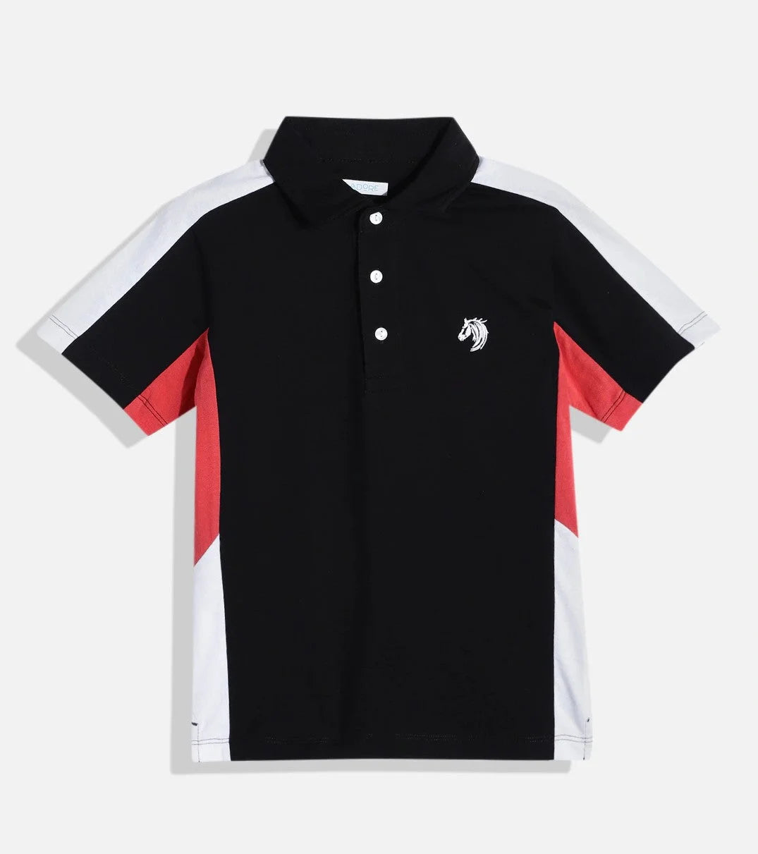 Kids Black Smart Party Wear Cotton Polo Tshirt - Ladore