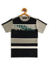 Kids Black and Grey Striped Half Sleeve Cotton T-shirt