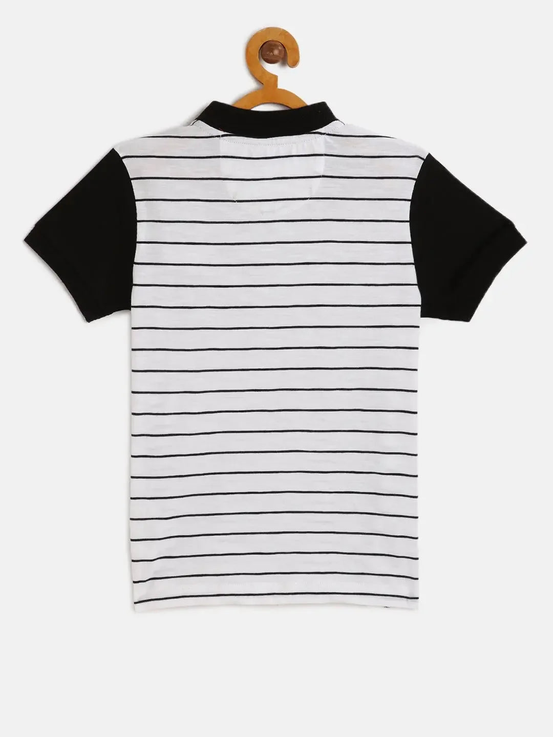 Kids Black and White Organic Cotton Polo T-shirt - Ladore