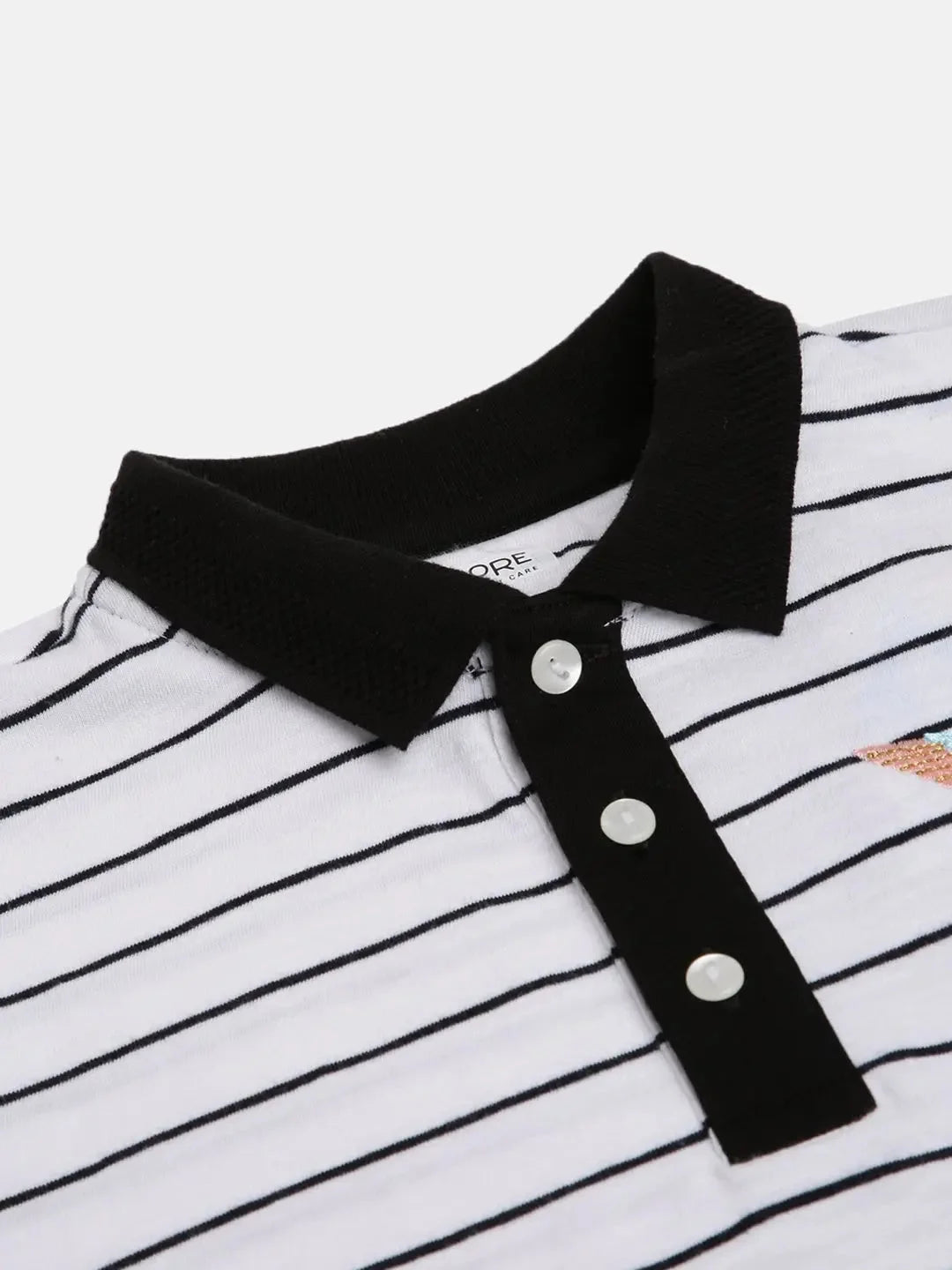 Kids Black and White Organic Cotton Polo T-shirt - Ladore