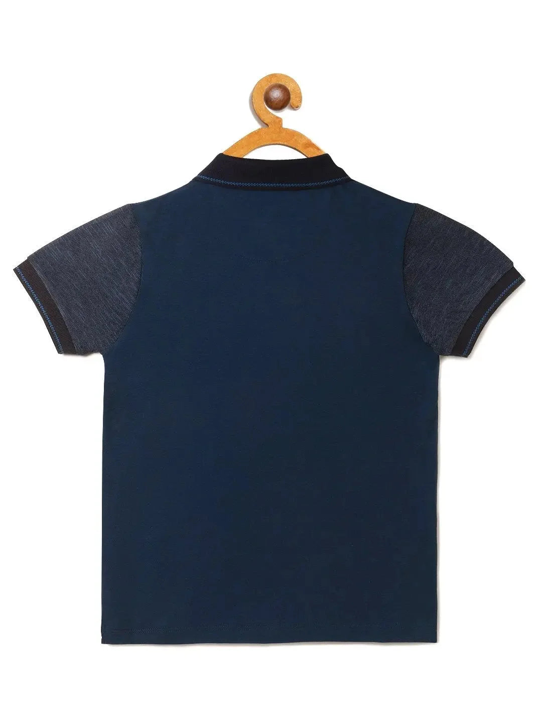 Kids Blue Cut and Sew Polo Cotton T-shirt - Ladore