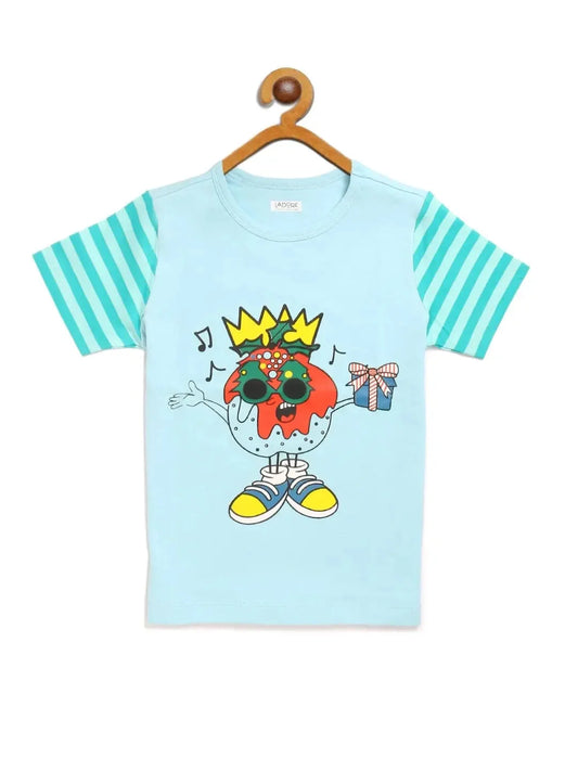 Kids Blue Half Sleeves Cotton T-shirt - Ladore