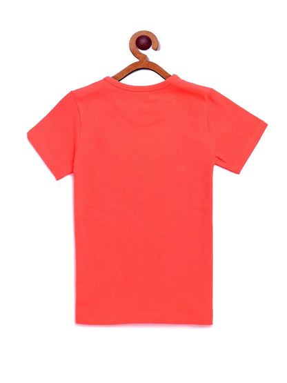 Kids Coral Half Sleeves Bicycle Print Cotton T-shirt - Ladore