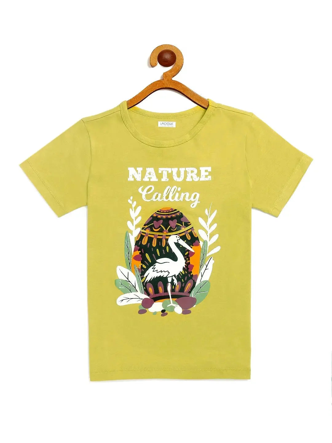 Kids Green Half Sleeves Organic Nature Cotton T-shirt - Ladore