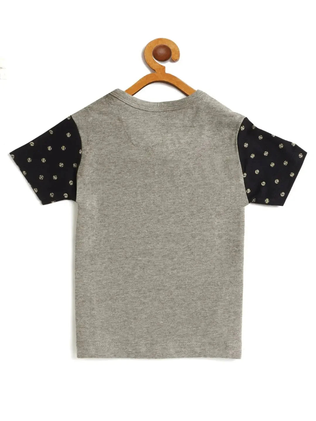 Kids Grey Alphabet Printed Round Neck Cotton T-shirt - Ladore