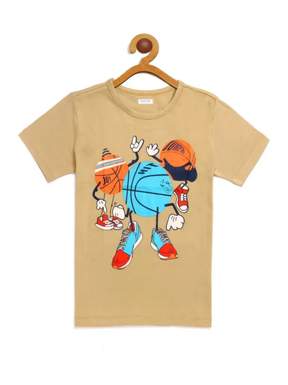 Kids Half Sleeves Ball Print Cotton T-shirt - Ladore