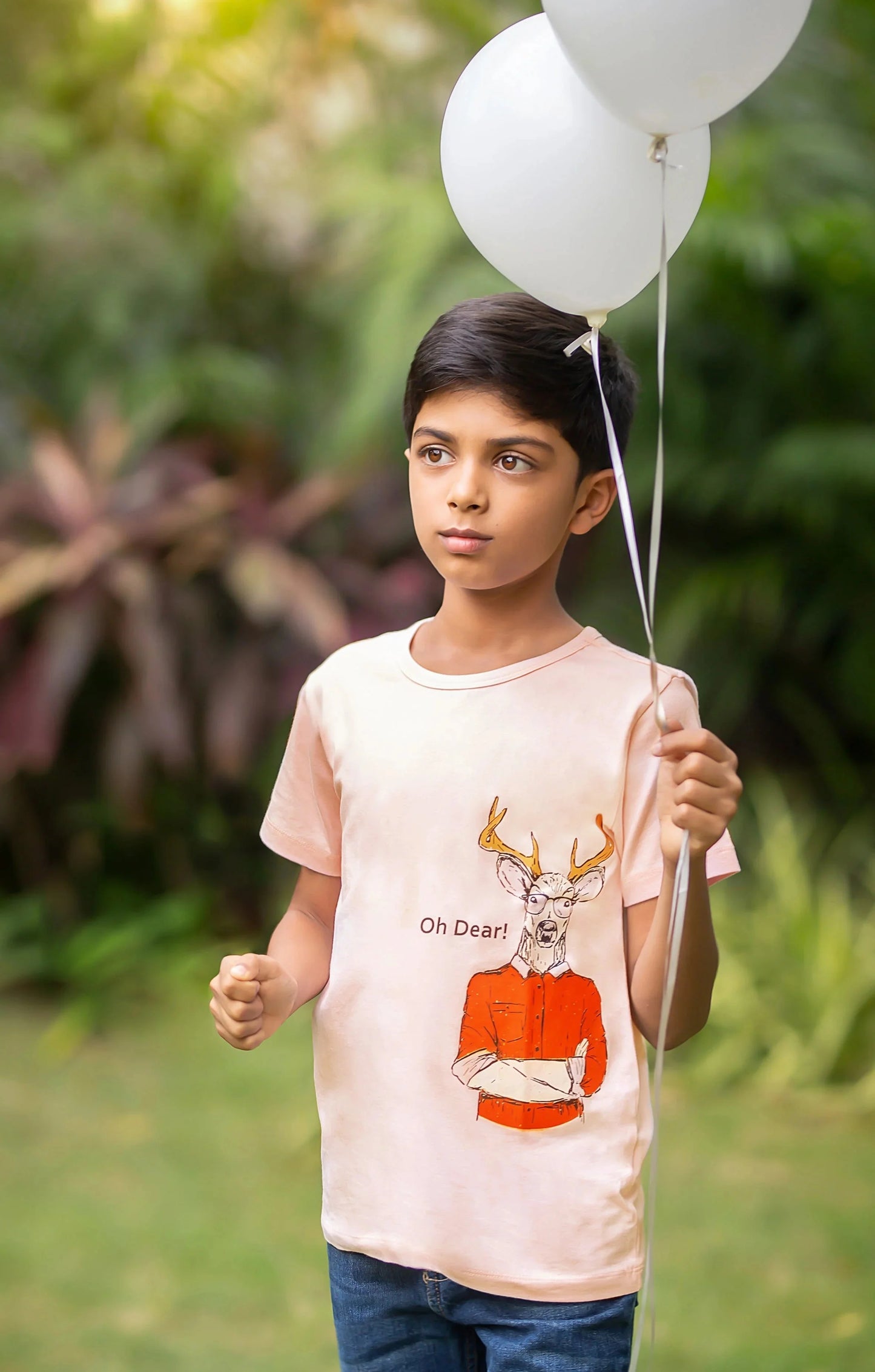 Kids Half Sleeves Deer Print Cotton T-shirt - Ladore