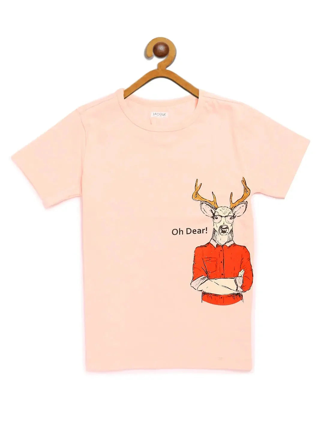 Kids Half Sleeves Deer Print Cotton T-shirt - Ladore