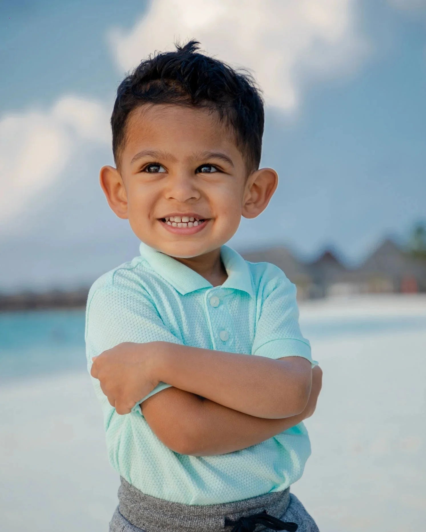 Kids Light Blue Half Sleeves Cotton Polo T-shirt - Ladore