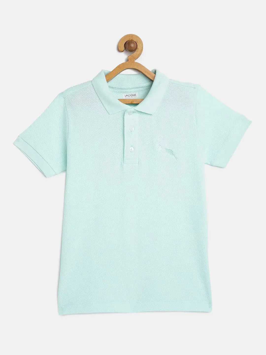 Kids Light Blue Half Sleeves Cotton Polo T-shirt - Ladore