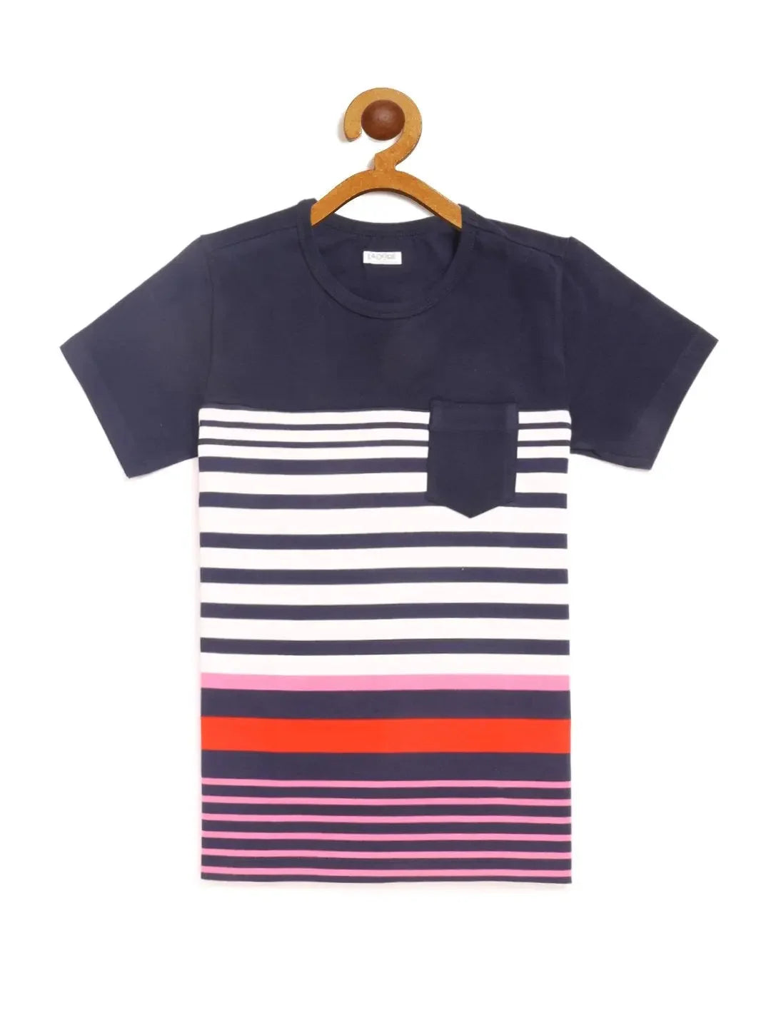 Kids Navy Half Sleeves Fun Striper T-shirt - Ladore