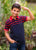 Kids Navy and Red Cut and Sew Polo Cotton T-shirt - Ladore