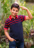 Kids Navy and Red Cut and Sew Polo Cotton T-shirt