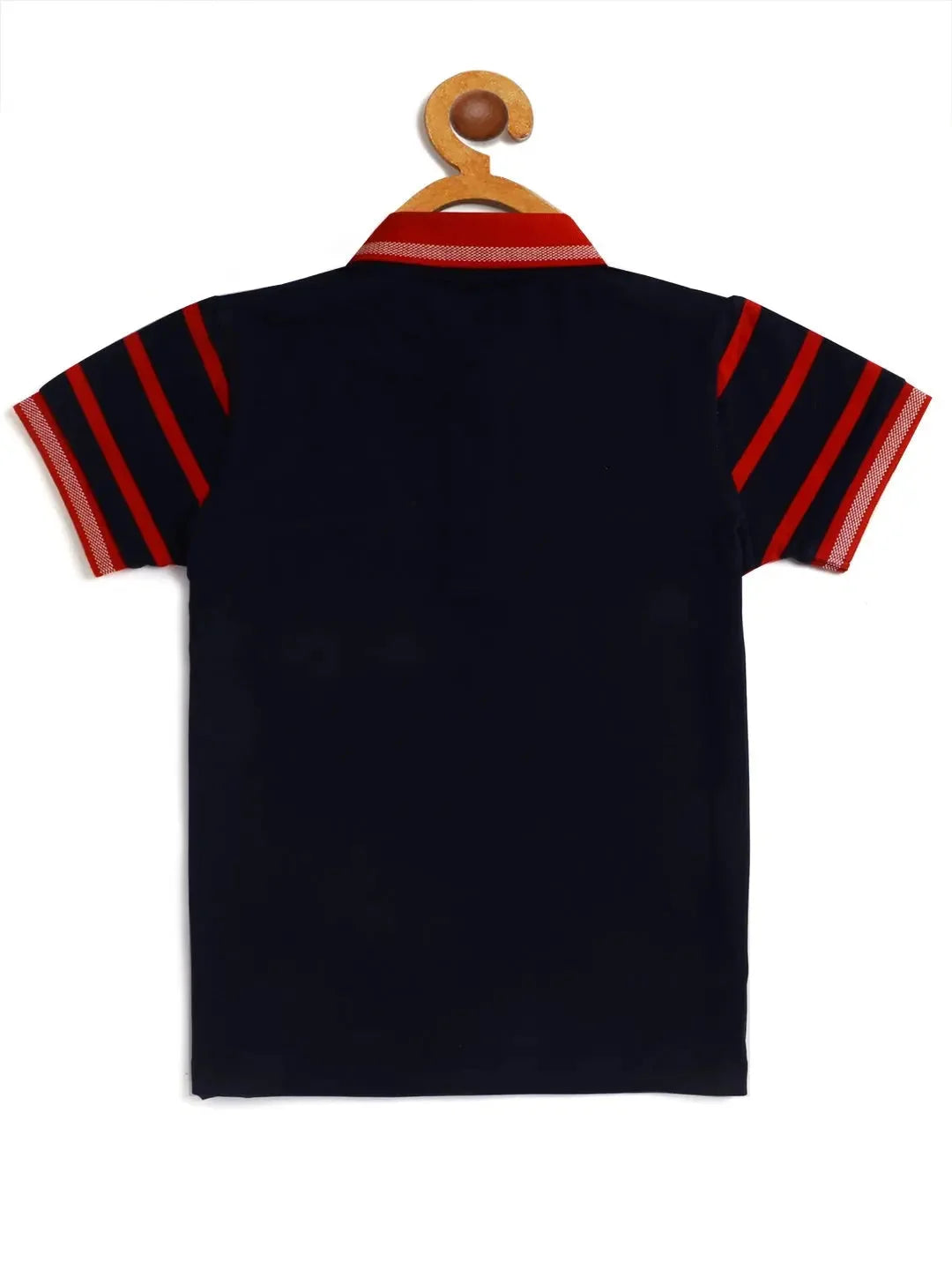 Kids Navy and Red Cut and Sew Polo Cotton T-shirt - Ladore