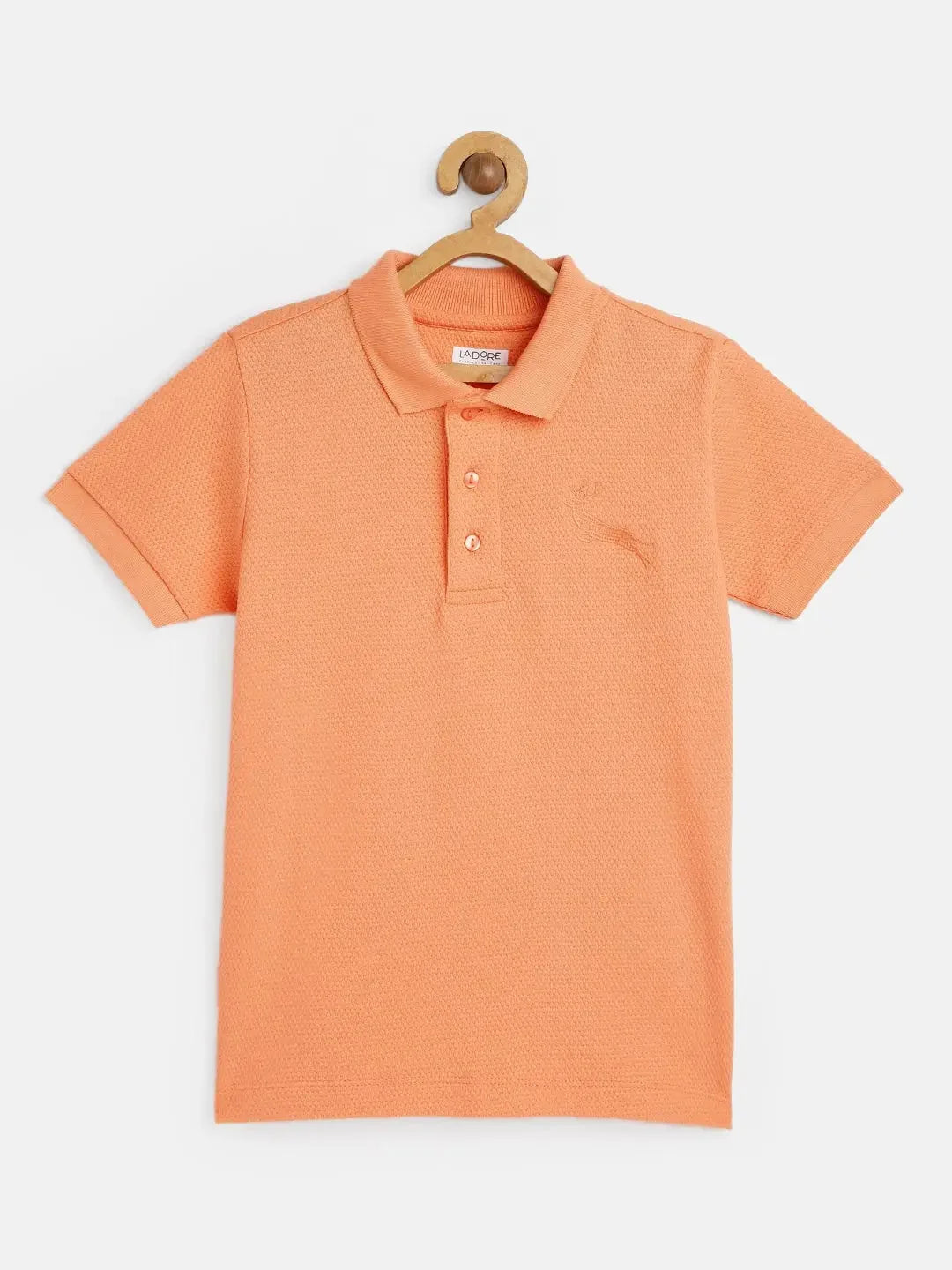 Kids Peach Half Sleeves Cotton Polo T-shirt - Ladore