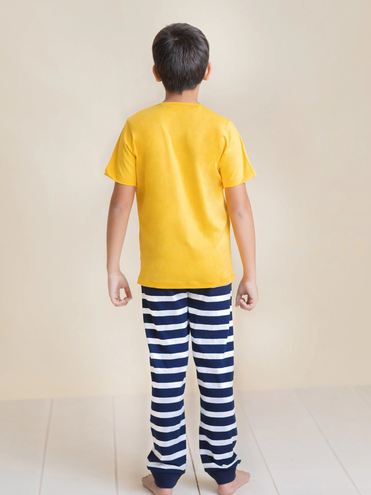 Kids Pure Cotton Yellow Cereal Time Printed Unisex Night Suit Set - Ladore