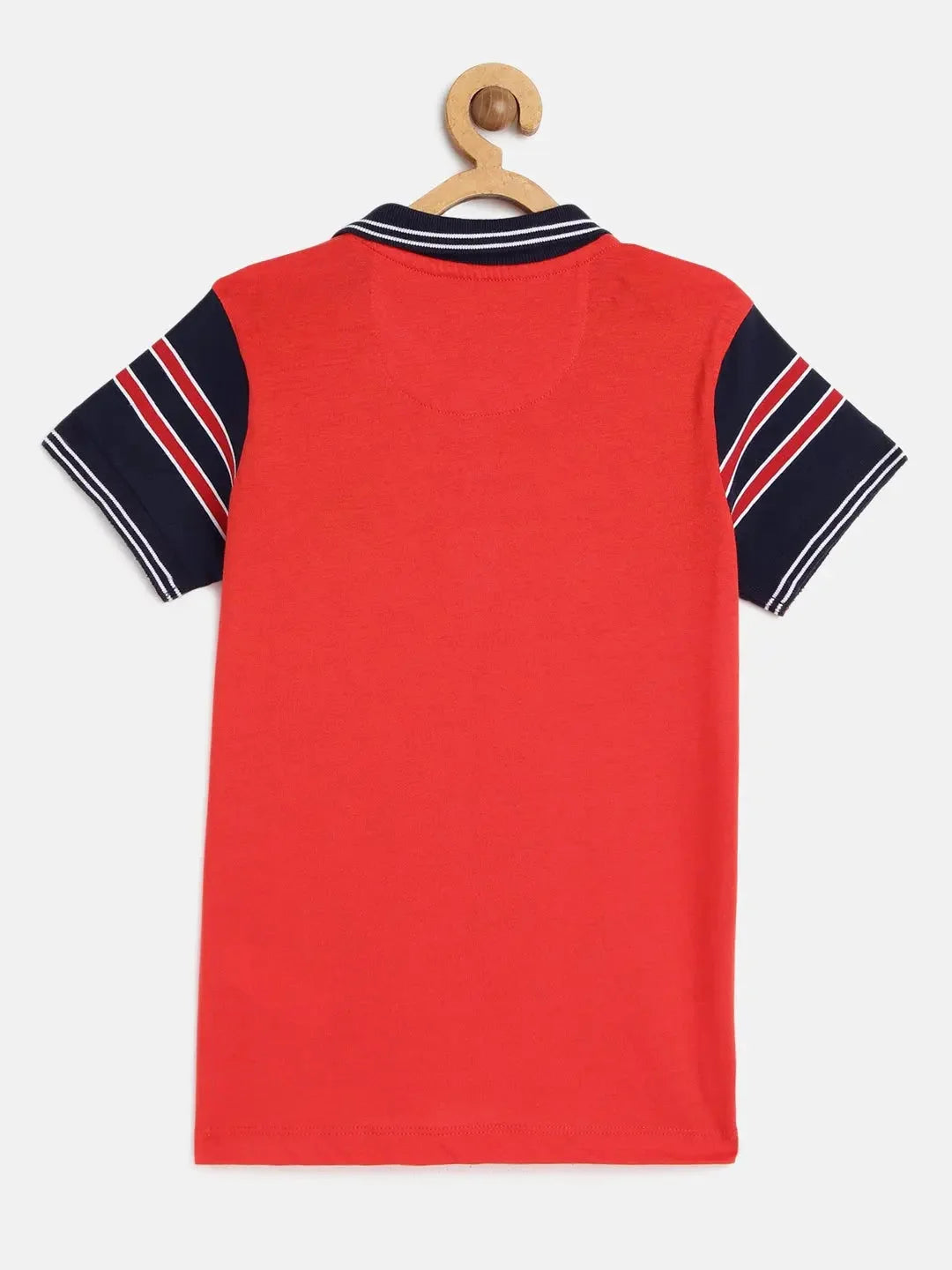 Kids Red Half Sleeves Cotton Polo T-shirt - Ladore