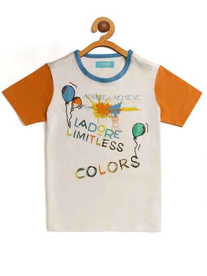 Kids White Balloon Printed Round Neck T-shirt - Ladore