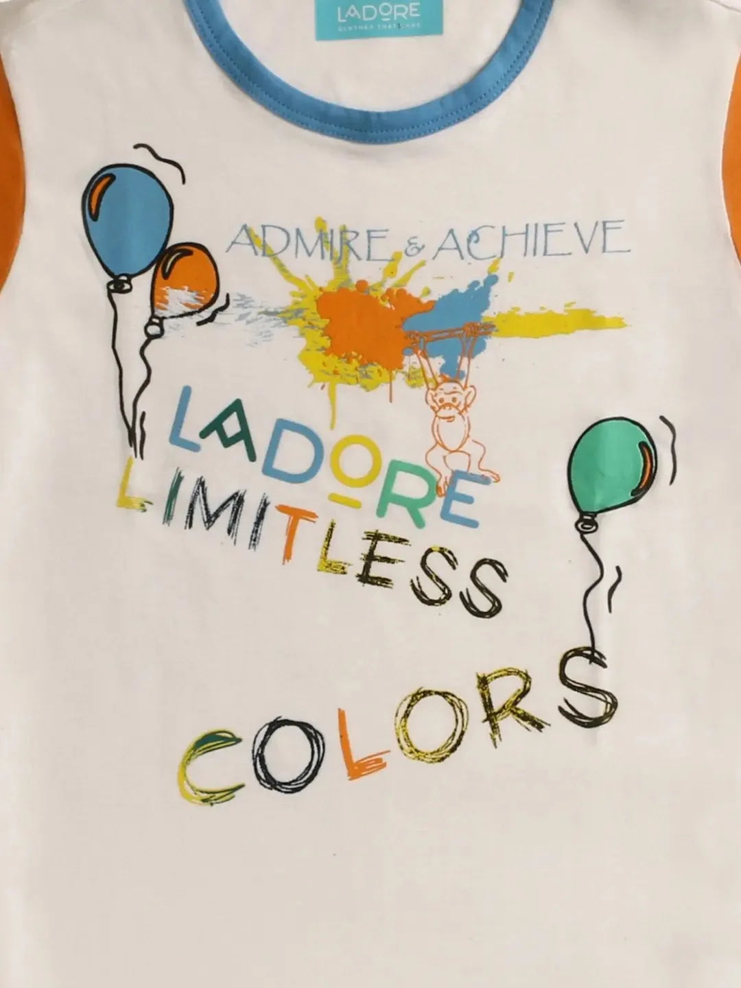 Kids White Balloon Printed Round Neck T-shirt - Ladore