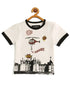 Kids White Helicopter Printed Round Neck Cotton T-shirt