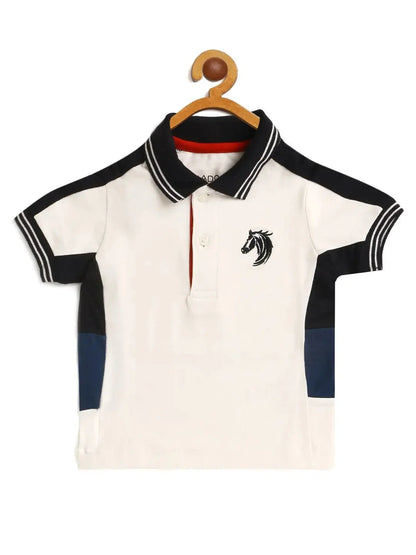 Kids White Smart Polo Cotton T-shirt - Ladore