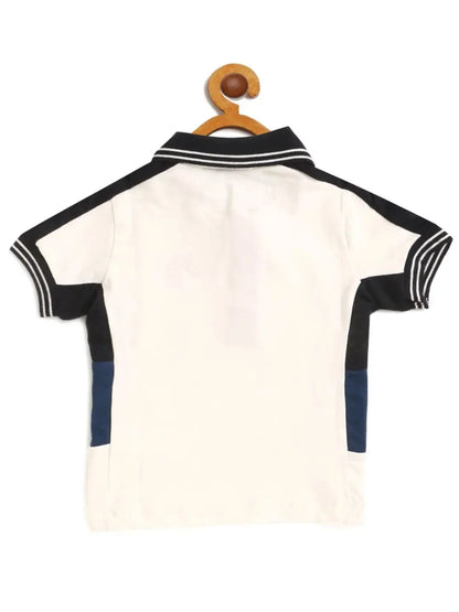 Kids White Smart Polo Cotton T-shirt - Ladore