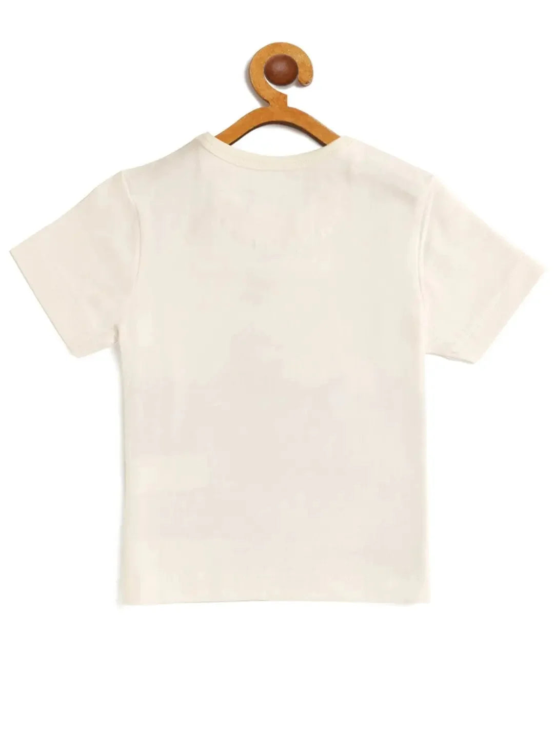 Kids White Surfer Printed Round Neck Cotton T-shirt - Ladore