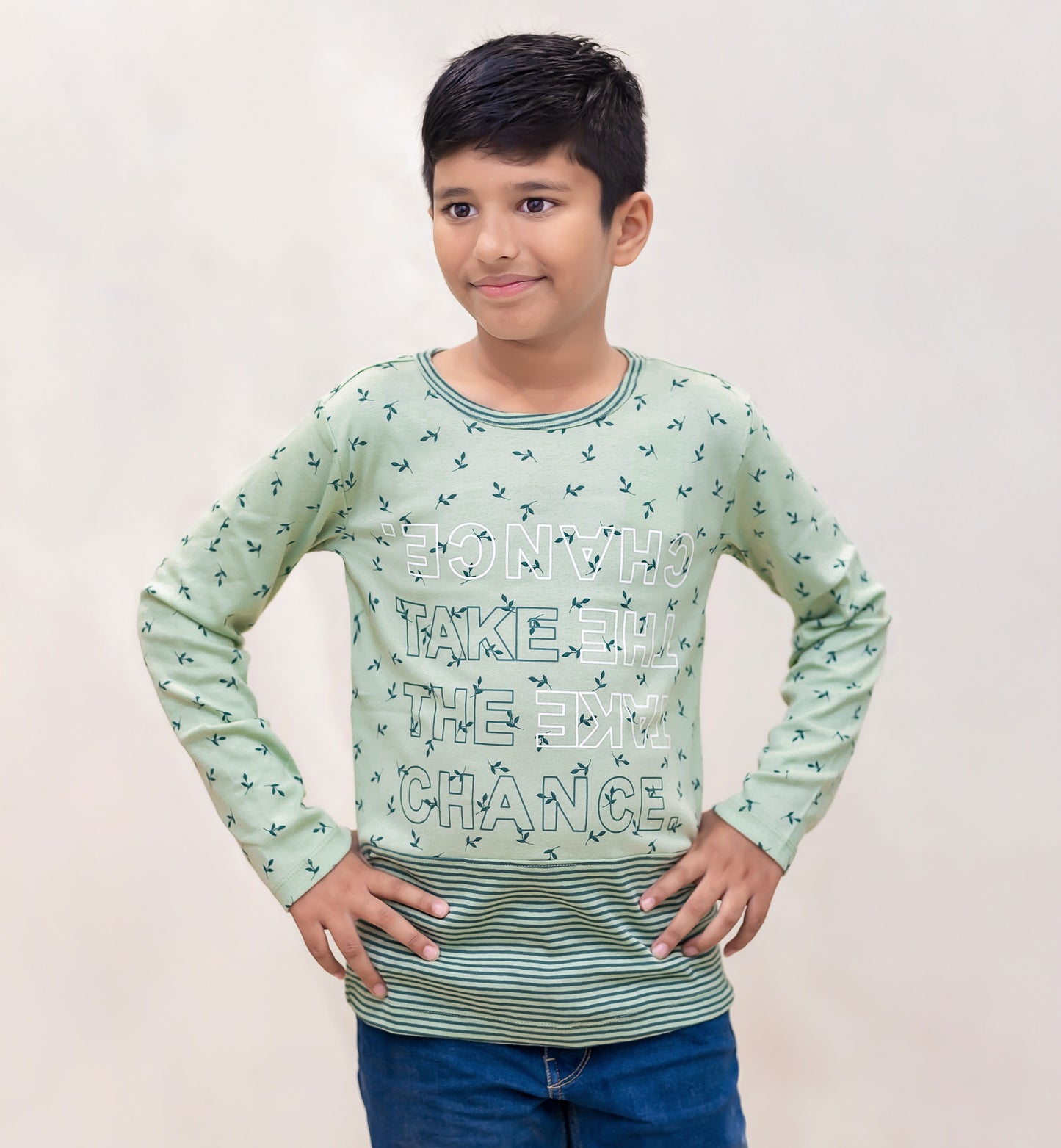 Ladore Green Pure Cotton Full Sleeves Tshirt Ladore