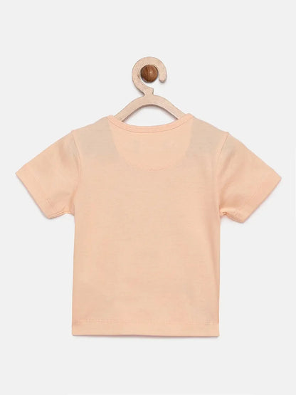 Peach Music Printed Round Neck Cotton T-shirt - Ladore