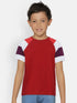 Red Colourblock Round Neck Cotton T-shirt