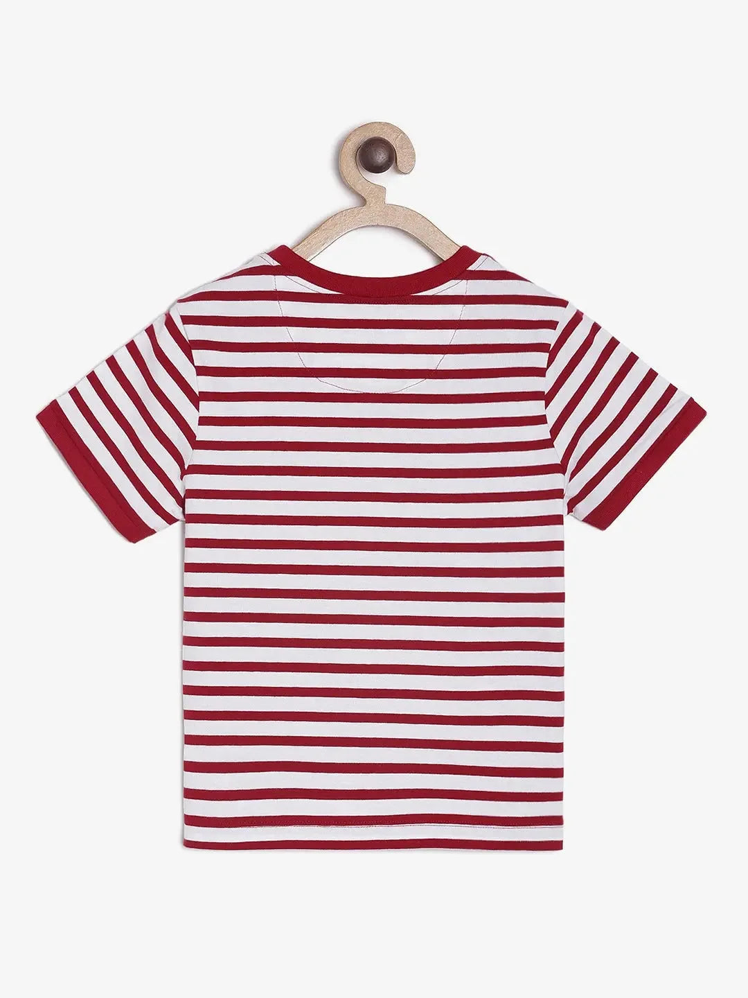 Red Striped Round Neck Supima Cotton T-shirt - Ladore