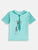 Sea Green Animal Tie Cotton Half Sleeves Tshirt - Ladore