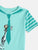 Sea Green Animal Tie Cotton Half Sleeves Tshirt - Ladore