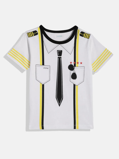 White Captain Pilot 100% Cotton Half Sleeves Tshirt - Ladore